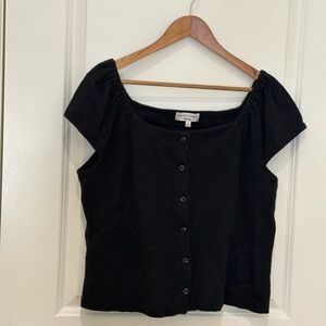 Madewell Black 100% Cotton Buttoned Blouse
